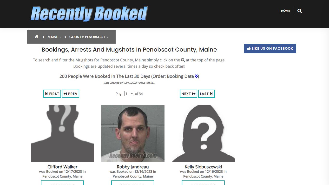 Bookings, Arrests and Mugshots in Penobscot County, Maine
